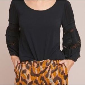 Anthropologie One September Southern Top lace bell sleeve shirt